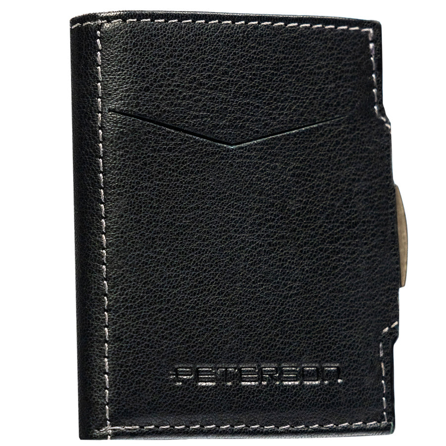 Vīriešu maks Peterson, melns, ādas