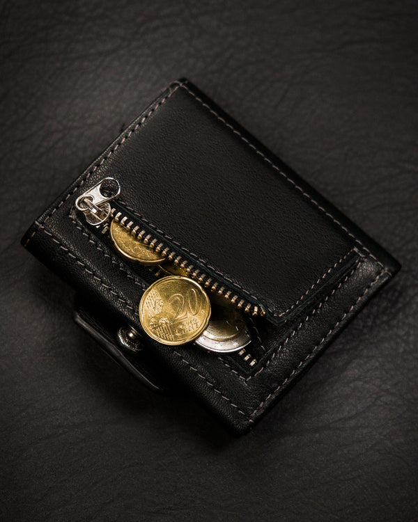 Vīriešu maks Peterson, melns, ādas