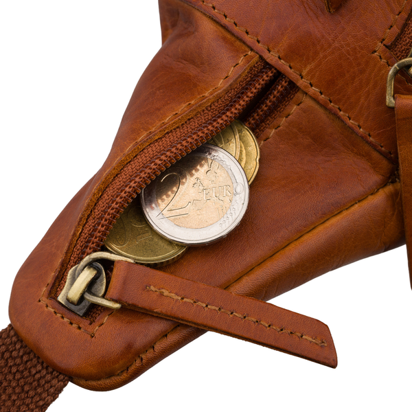 Peterson vīriešu maza ādas jostas un plecu soma (crossbody), brūna RT7