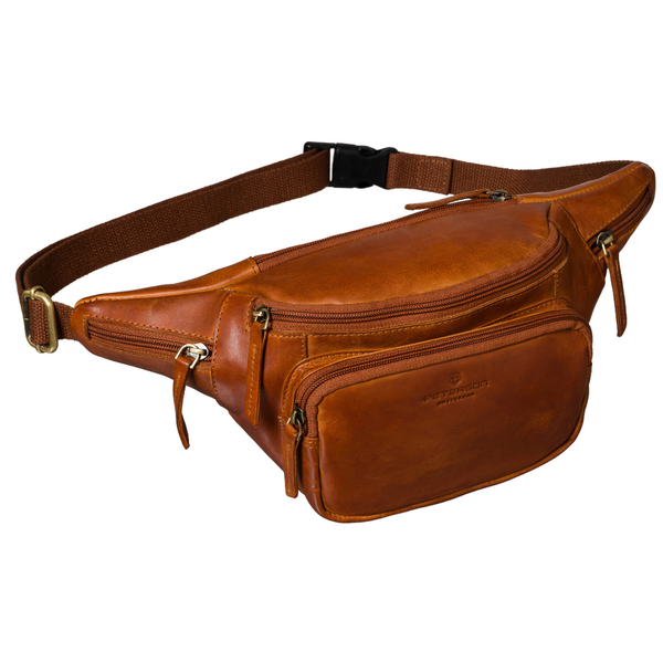 Peterson vīriešu maza ādas jostas un plecu soma (crossbody), brūna RT7