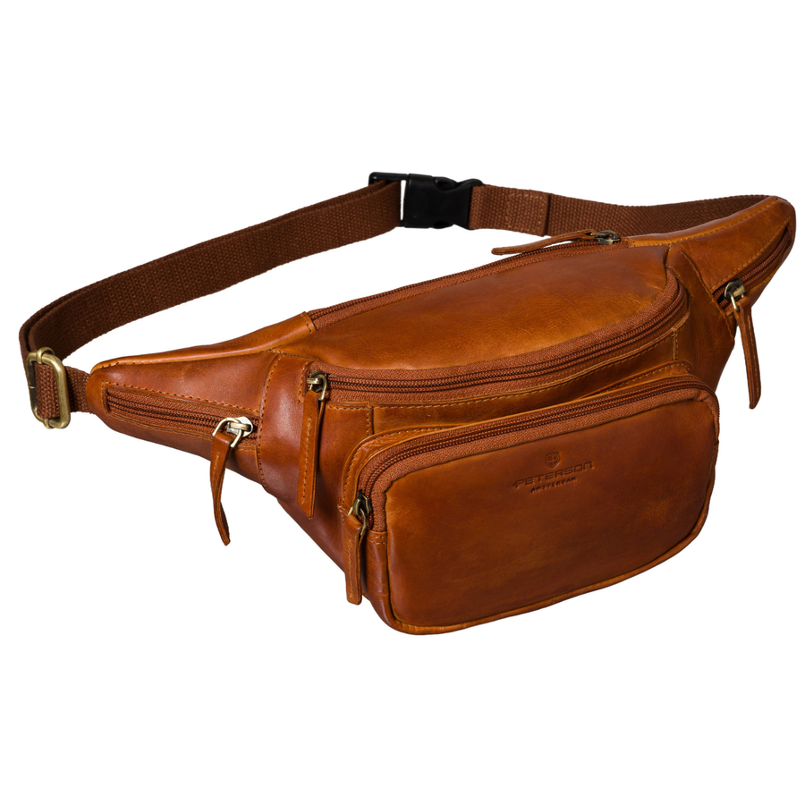 Peterson vīriešu maza ādas jostas un plecu soma (crossbody), brūna RT7