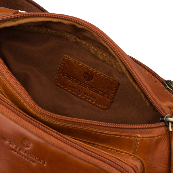 Peterson vīriešu maza ādas jostas un plecu soma (crossbody), brūna RT7