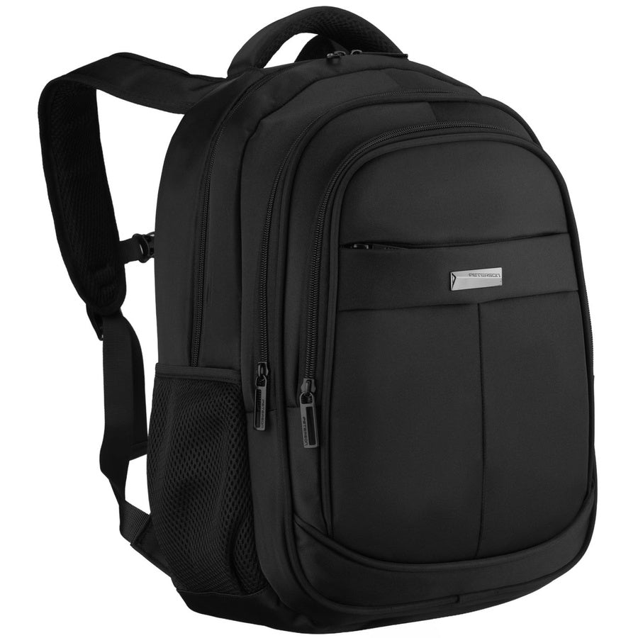 Talpi miesto kuprinė „Peterson“ su nešiojamojo kompiuterio skyriumi, juoda, poliesteris ST102