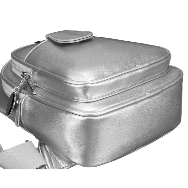 Sieviešu sudraba "Peterson" plecu soma (crossbody) no eko ādas RT36