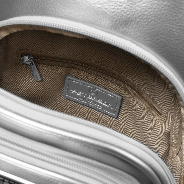 Sieviešu sudraba "Peterson" plecu soma (crossbody) no eko ādas RT36