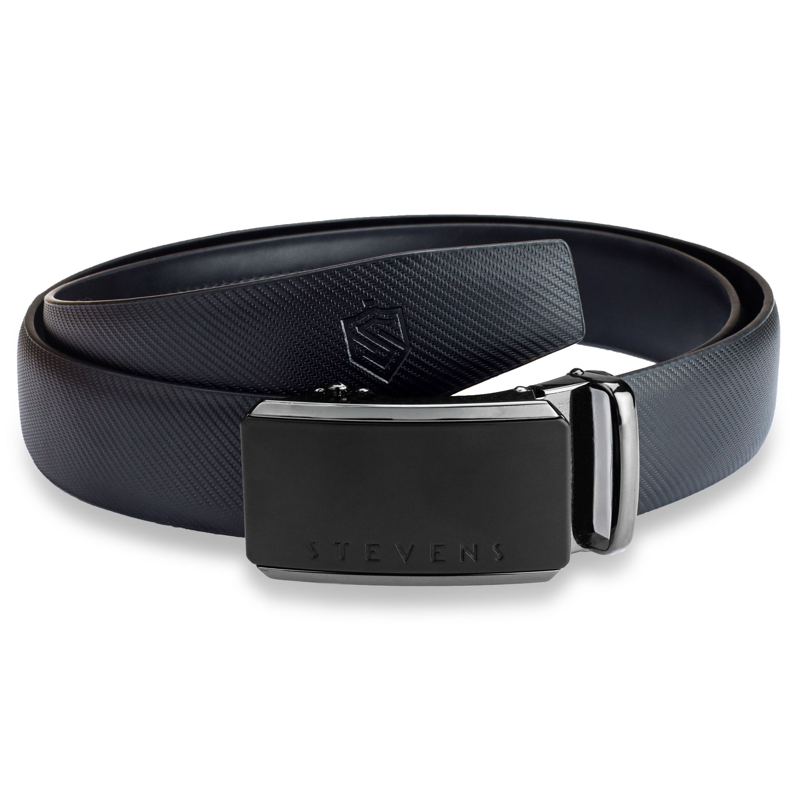 Vīriešu ādas josta Stevens, melna, automātiskā sprādze 2504