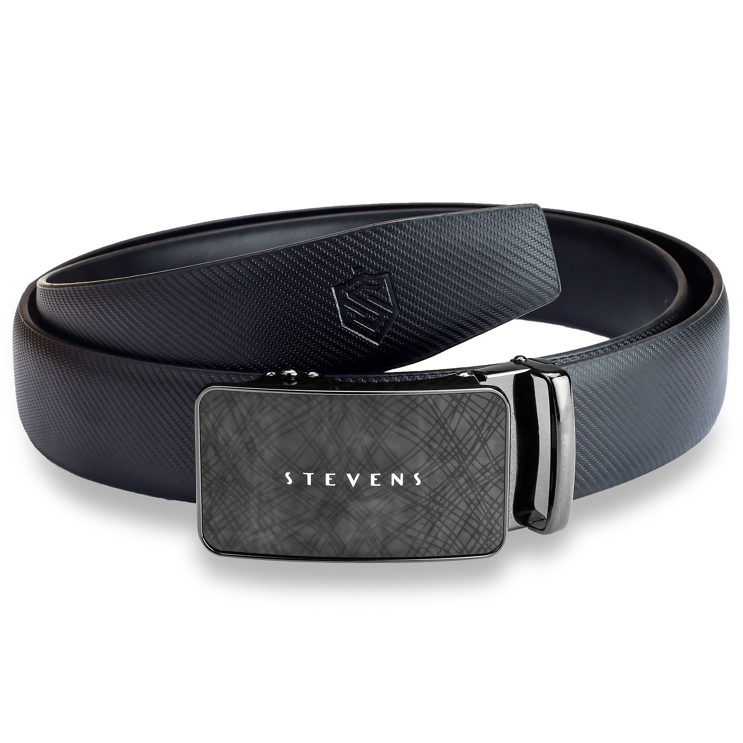 Vīriešu ādas josta Stevens, melna, ar automātisko sprādzi 2506