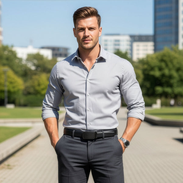Vīriešu ādas josta Stevens, melna, automātiskā sprādze 2507