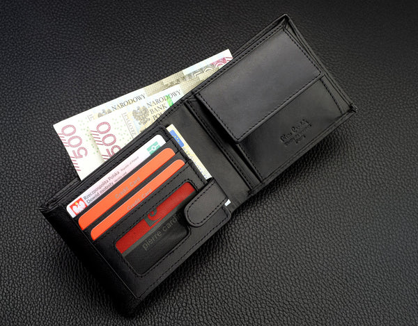 Vīriešu ādas maks Pierre Cardin, melns, RFID aizsardzība 423706 