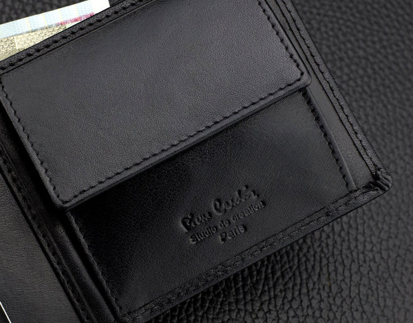 Vīriešu ādas maks Pierre Cardin, melns, RFID aizsardzība 423706 