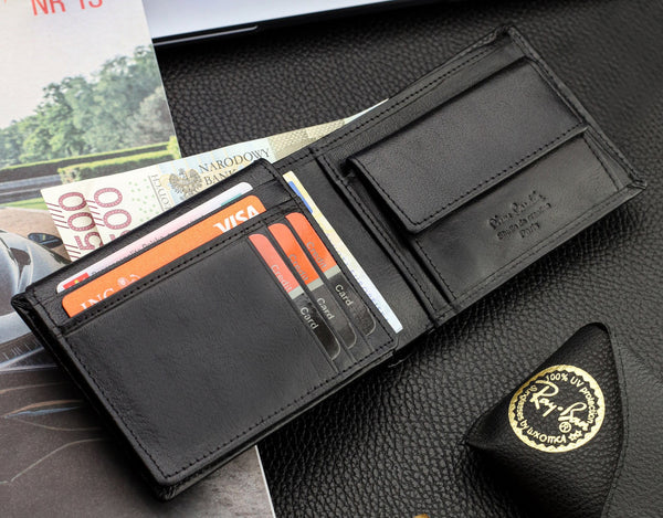 Vīriešu ādas maks Pierre Cardin, melns, RFID aizsardzība 6088706 