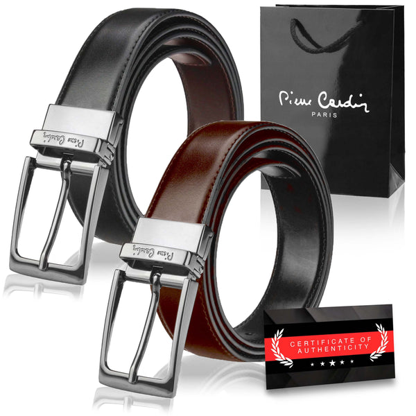 Vīriešu ādas josta Pierre Cardin, melna/brūna, 3,5 cm