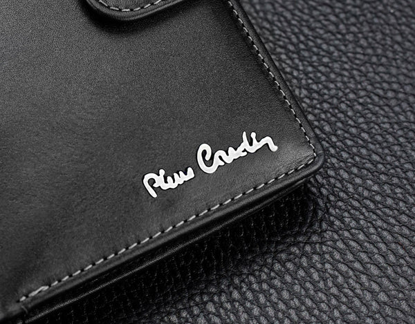 Vīriešu ādas maks Pierre Cardin, melns, RFID aizsardzība A623406 