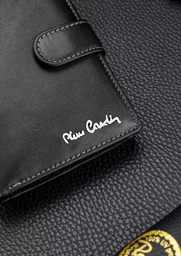 Vīriešu ādas maks Pierre Cardin, melns, RFID aizsardzība A623406 