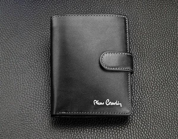 Vīriešu ādas maks Pierre Cardin, melns, RFID aizsardzība A623406 