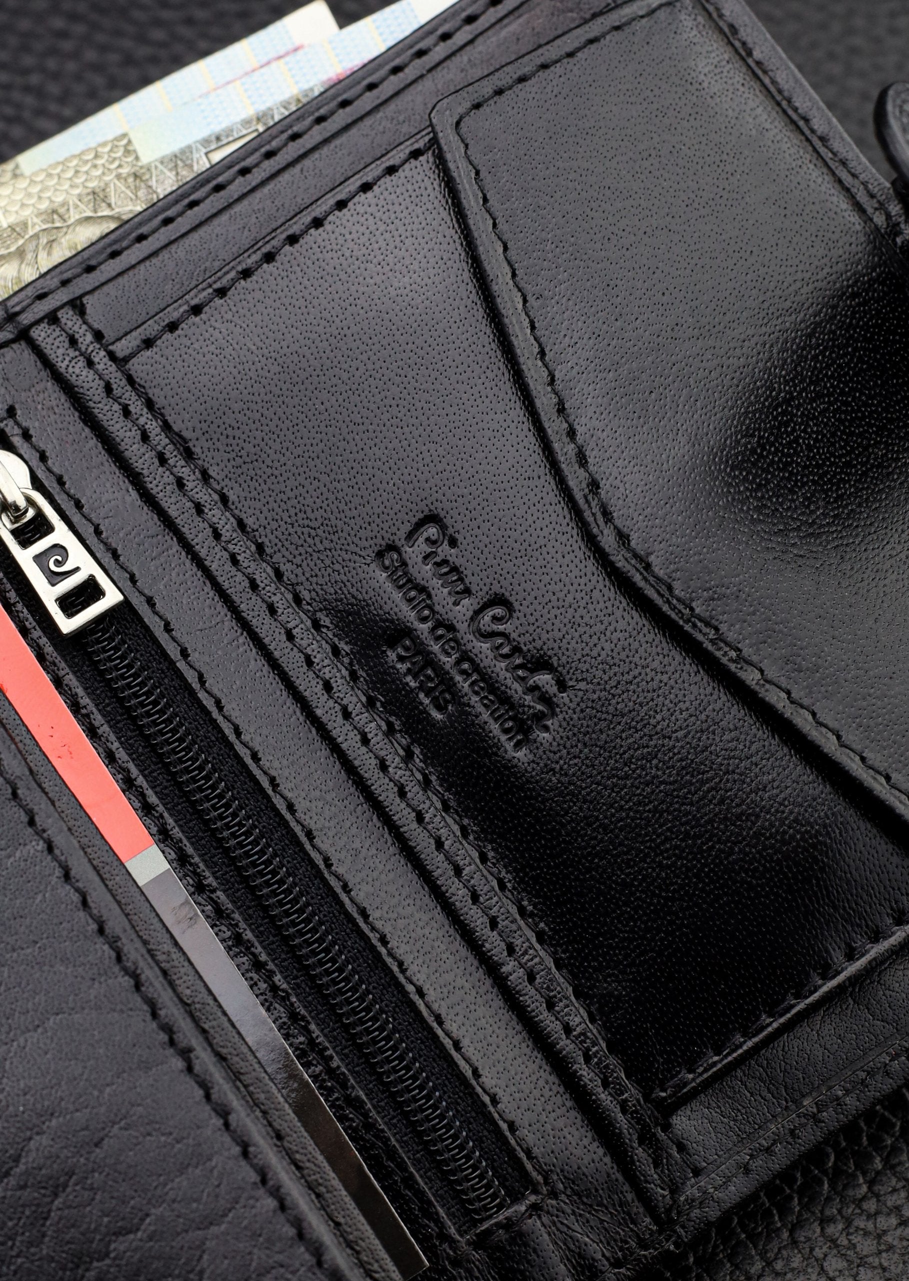Vīriešu ādas maks Pierre Cardin, melns, RFID aizsardzība A623406 