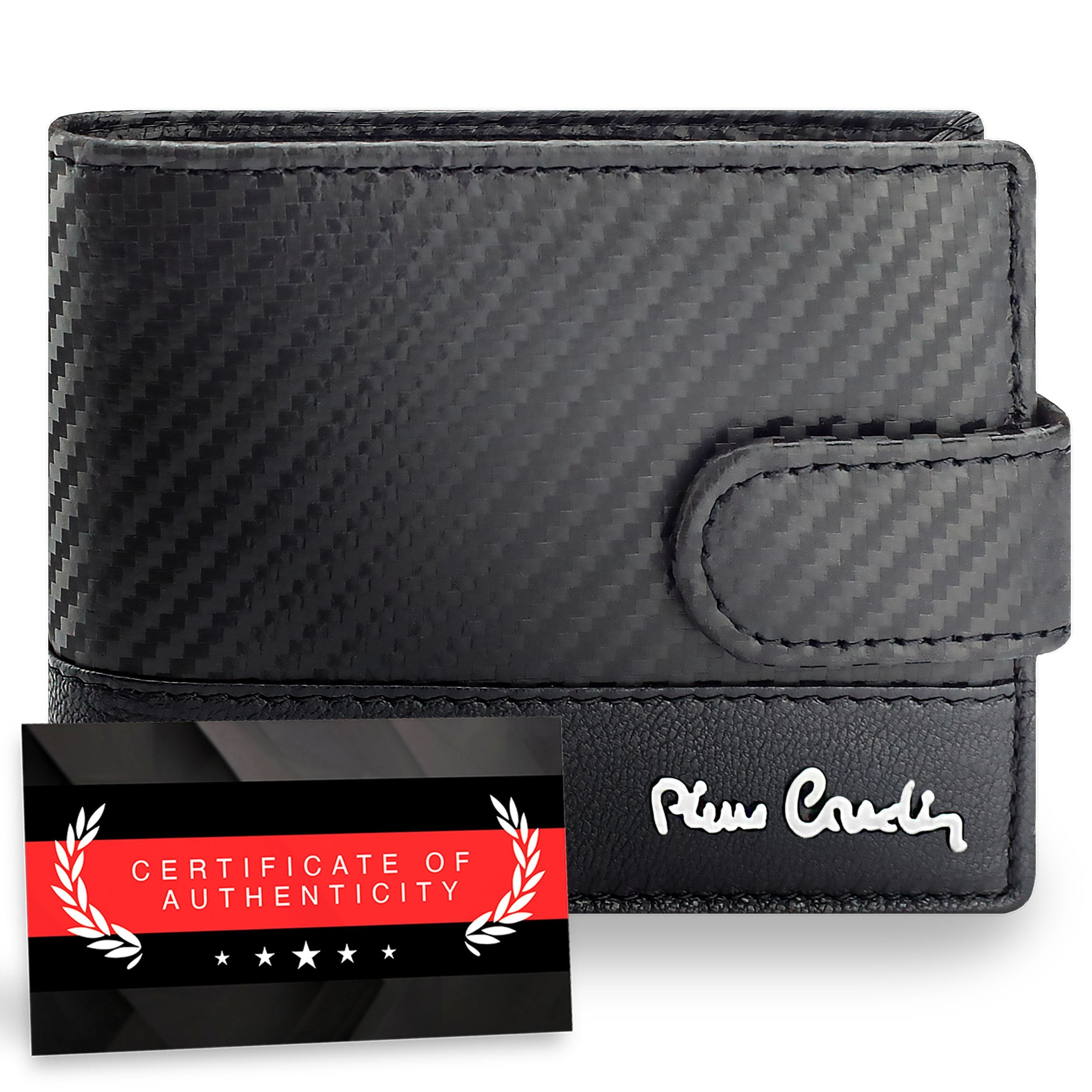 Vīriešu ādas maks Pierre Cardin, melns, RFID aizsardzība A423706 