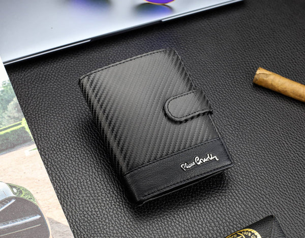 Vīriešu ādas maks Pierre Cardin, melns, RFID aizsardzība A623706 