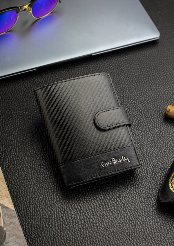 Vīriešu ādas maks Pierre Cardin, melns, RFID aizsardzība A623706 