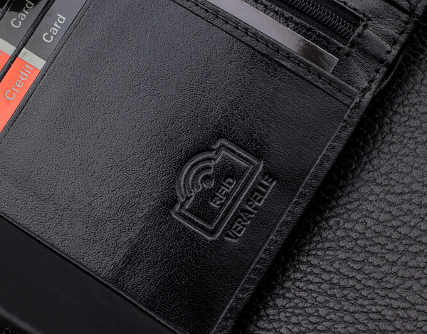 Vīriešu ādas maks Pierre Cardin, melns, RFID aizsardzība A623706 