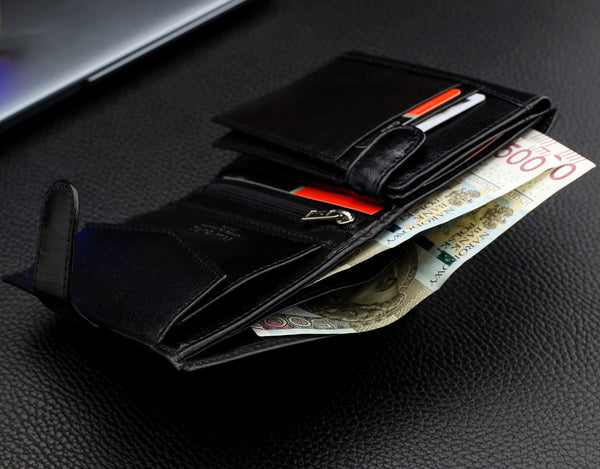 Vīriešu ādas maks Pierre Cardin, melns, RFID aizsardzība A623706 