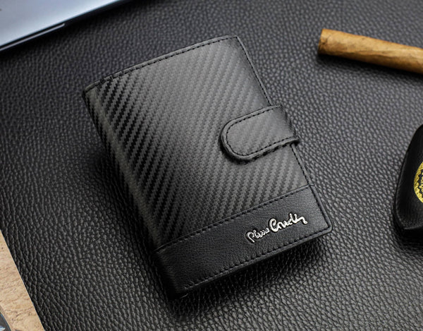 Vīriešu ādas maks Pierre Cardin, melns, RFID aizsardzība A623706 