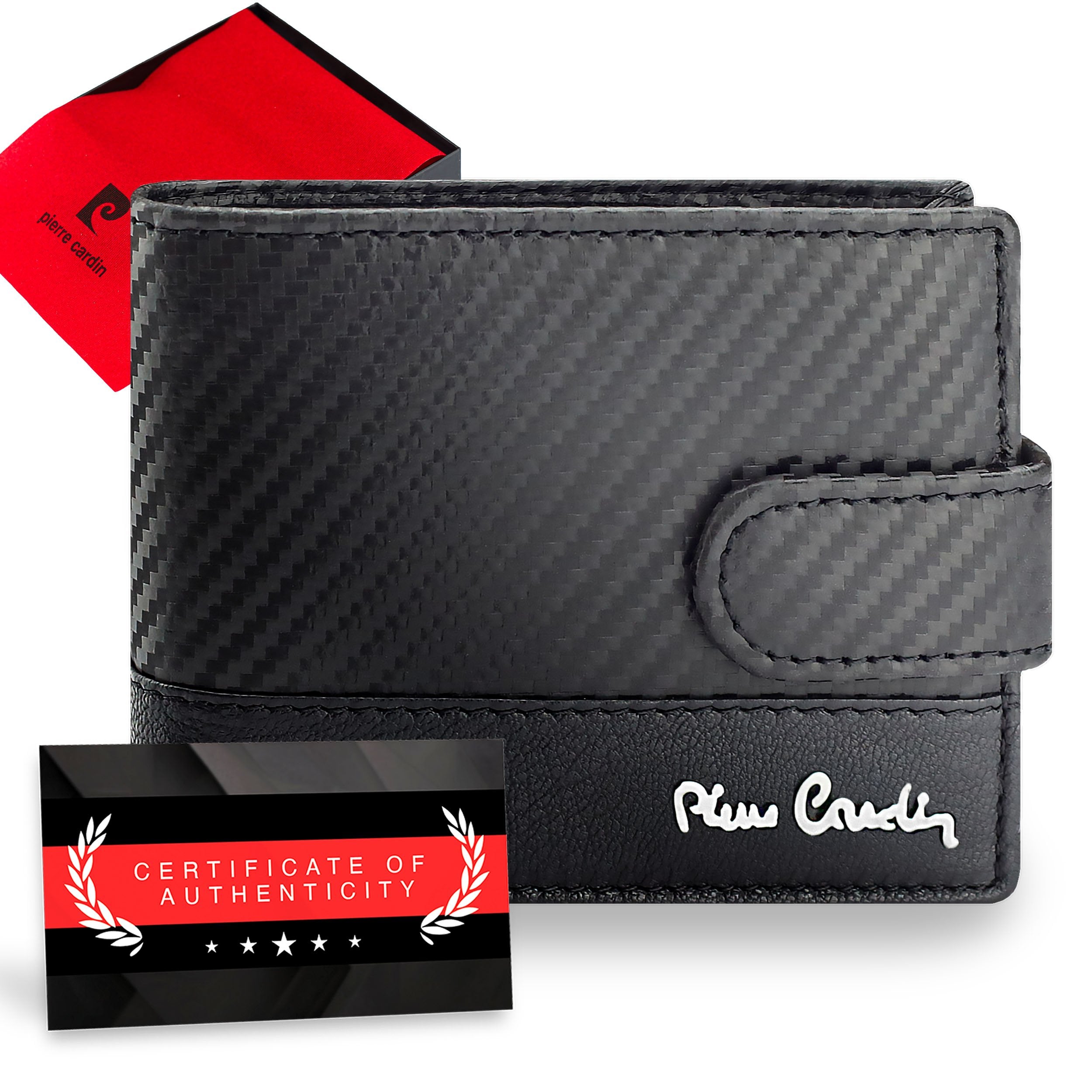 Vīriešu ādas maks Pierre Cardin, melns, RFID aizsardzība A5288706 