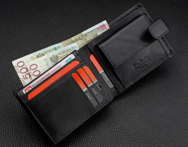 Vīriešu ādas maks Pierre Cardin, melns, RFID aizsardzība A5288706 