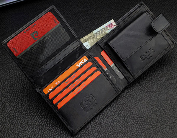 Vīriešu ādas maks Pierre Cardin, melns, RFID aizsardzība A5288706 