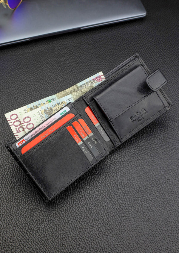 Vīriešu ādas maks Pierre Cardin, melns, RFID aizsardzība A5288706 