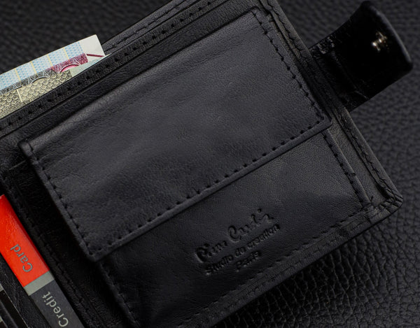 Vīriešu ādas maks Pierre Cardin, melns, RFID aizsardzība A5288706 