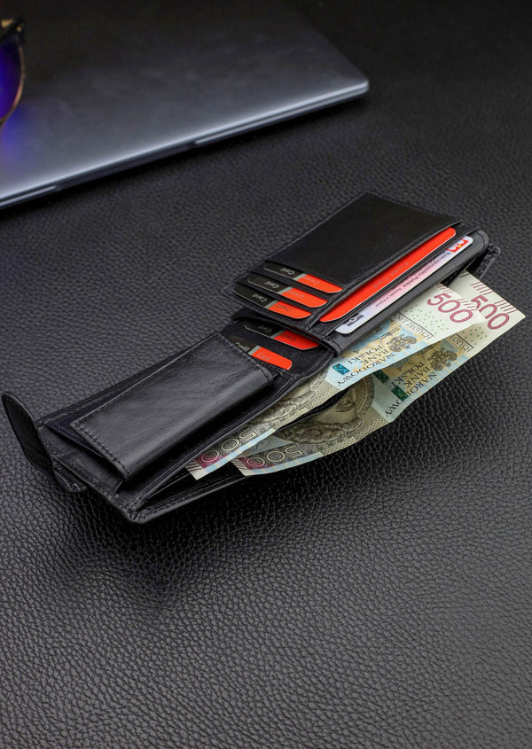 Vīriešu ādas maks Pierre Cardin, melns, RFID aizsardzība A5288706 