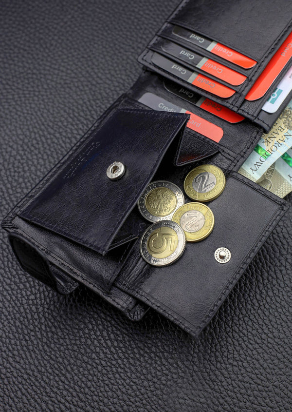 Vīriešu ādas maks Pierre Cardin, melns, RFID aizsardzība A5288706 