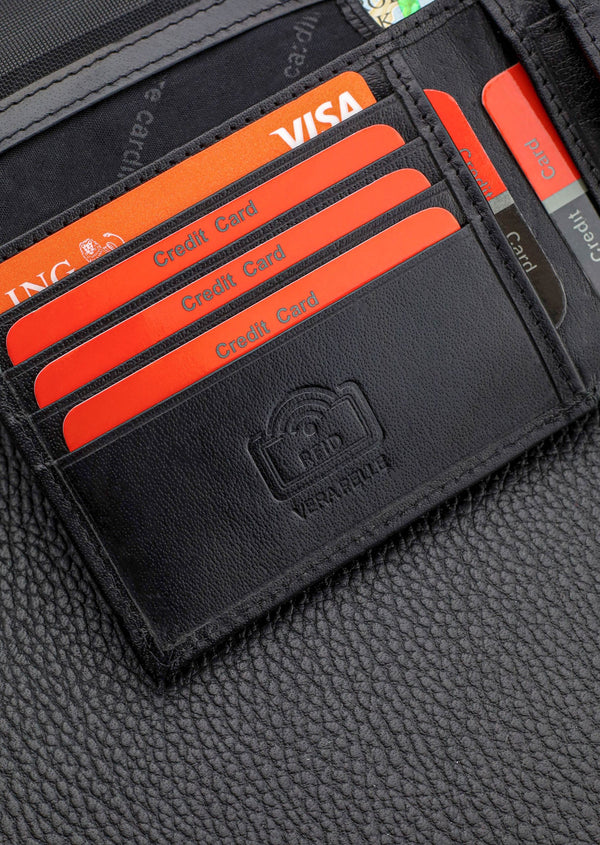 Vīriešu ādas maks Pierre Cardin, melns, RFID aizsardzība A5288706 