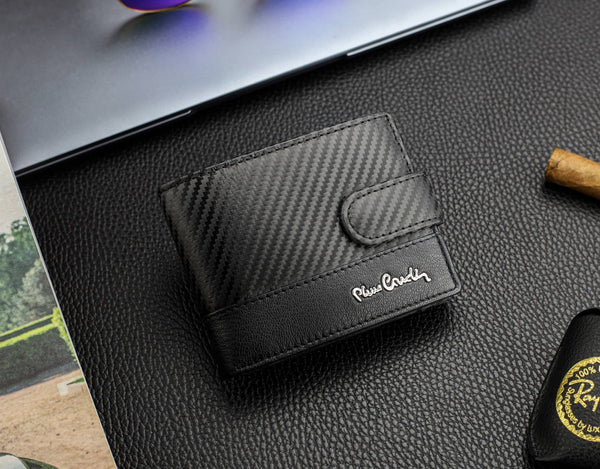 Vīriešu ādas maks Pierre Cardin, melns, RFID aizsardzība A5288706 