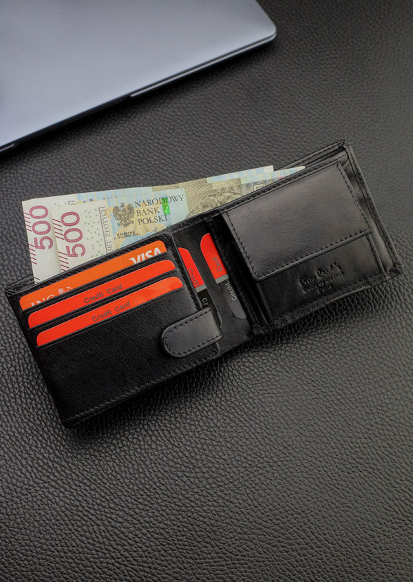 Vīriešu ādas maks Pierre Cardin, melns, RFID aizsardzība 323706 