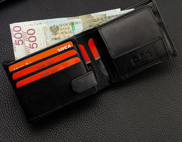 Vīriešu ādas maks Pierre Cardin, melns, RFID aizsardzība 323706 