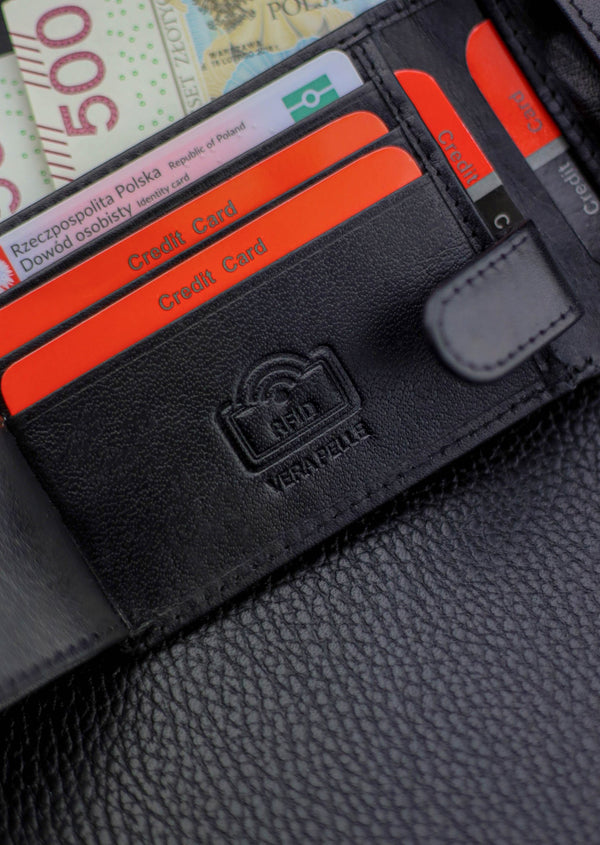 Vīriešu ādas maks Pierre Cardin, melns, RFID aizsardzība 323706 