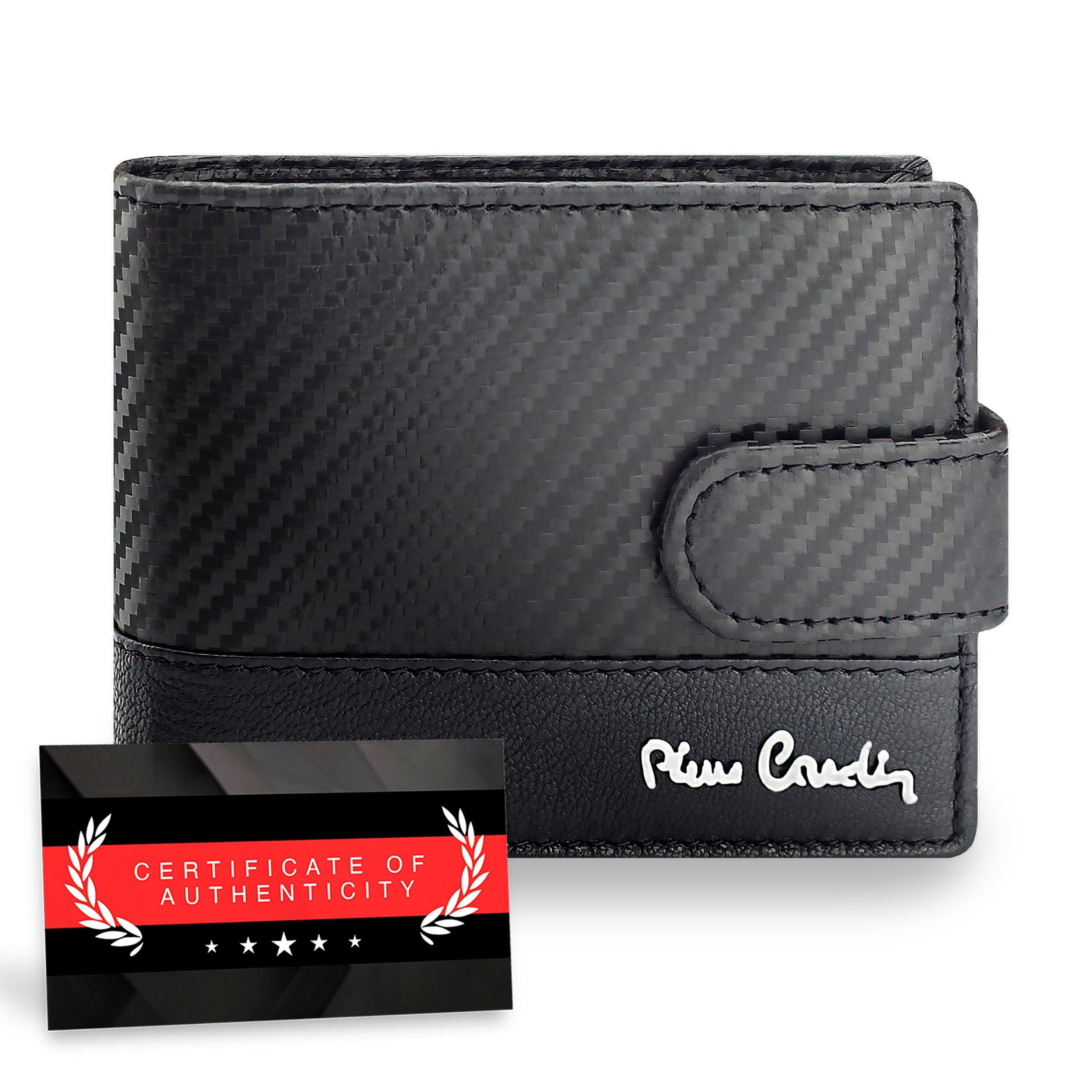Vīriešu ādas maks Pierre Cardin, melns, RFID aizsardzība A323706 