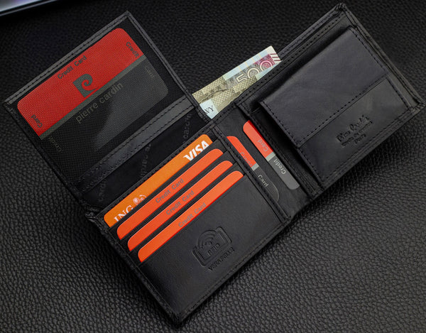 Vīriešu ādas maks Pierre Cardin, melns, RFID aizsardzība 5288706 