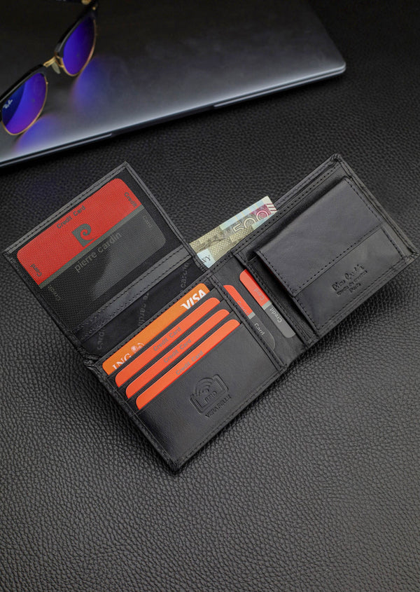 Vīriešu ādas maks Pierre Cardin, melns, RFID aizsardzība 5288706 