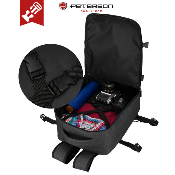 Ūdensizturīga poliestera ceļojumu mugursoma "Peterson", pelēka K2