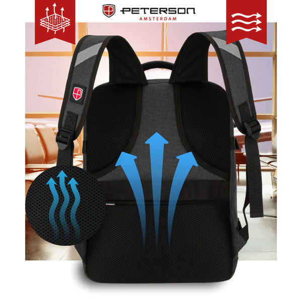 Ūdensizturīga poliestera ceļojumu mugursoma "Peterson", pelēka K2