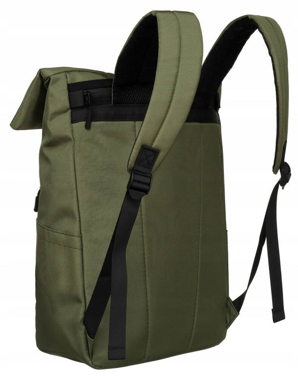 Ietilpīga tekstila vīriešu "roll-top" pilsētas mugursoma "Peterson", zaļa K16