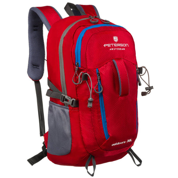 Ietilpīga poliestera tūrisma mugursoma „Peterson Outdoors“ ar ventilācijas sistēmu, sarkana K12