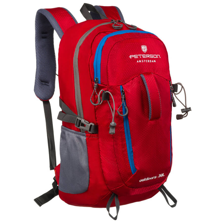Ietilpīga poliestera tūrisma mugursoma „Peterson Outdoors“ ar ventilācijas sistēmu, sarkana K12