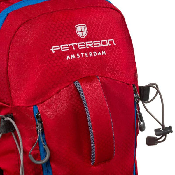 Ietilpīga poliestera tūrisma mugursoma „Peterson Outdoors“ ar ventilācijas sistēmu, sarkana K12