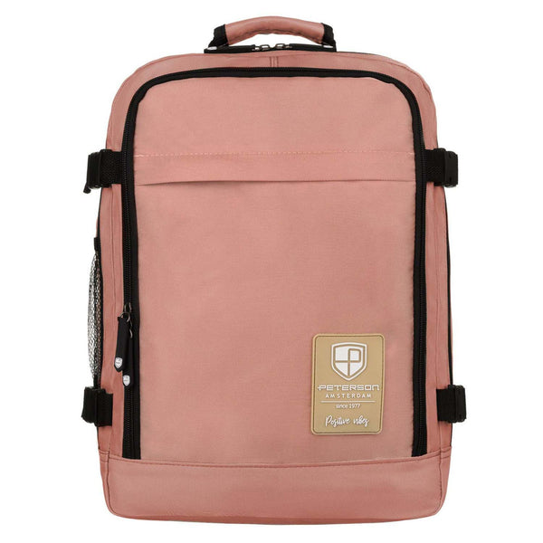 Ietilpīga rozā Peterson rokas bagāžas mugursoma ar USB savienojumu K46