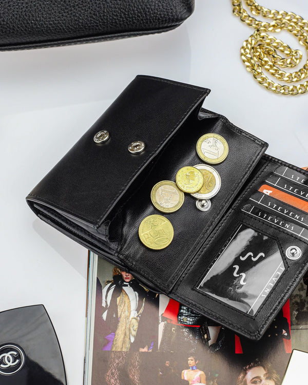 Sieviešu ādas maks Stevens P40, melns