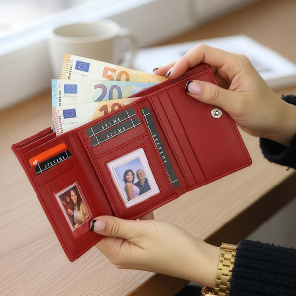 Sieviešu ādas maks Stevens, sarkans, ar RFID aizsardzību Z01-D02